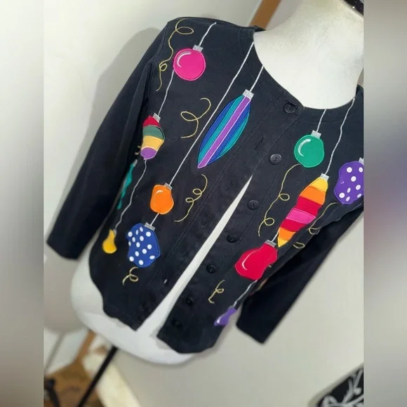 Bechamel Holiday Spirit Button Up Cardigan Vintage Sweater Size Small - Picture 2 of 14